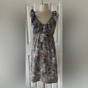 Ann Taylor LOFT Floral Ruffle Front Dress Size 8